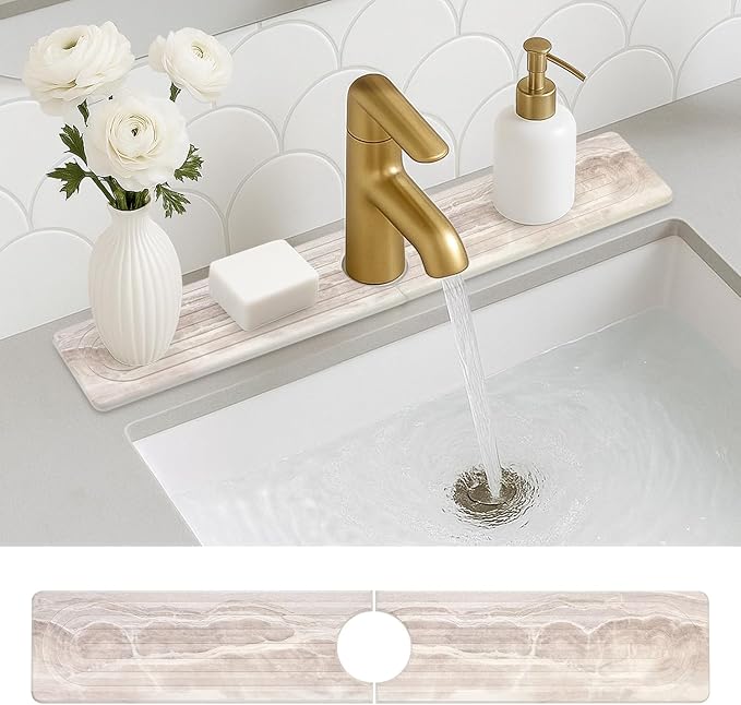 Large Stone Faucet Mat for Kitchen Sink Water Catcher Diatomite Quick Dry Stone