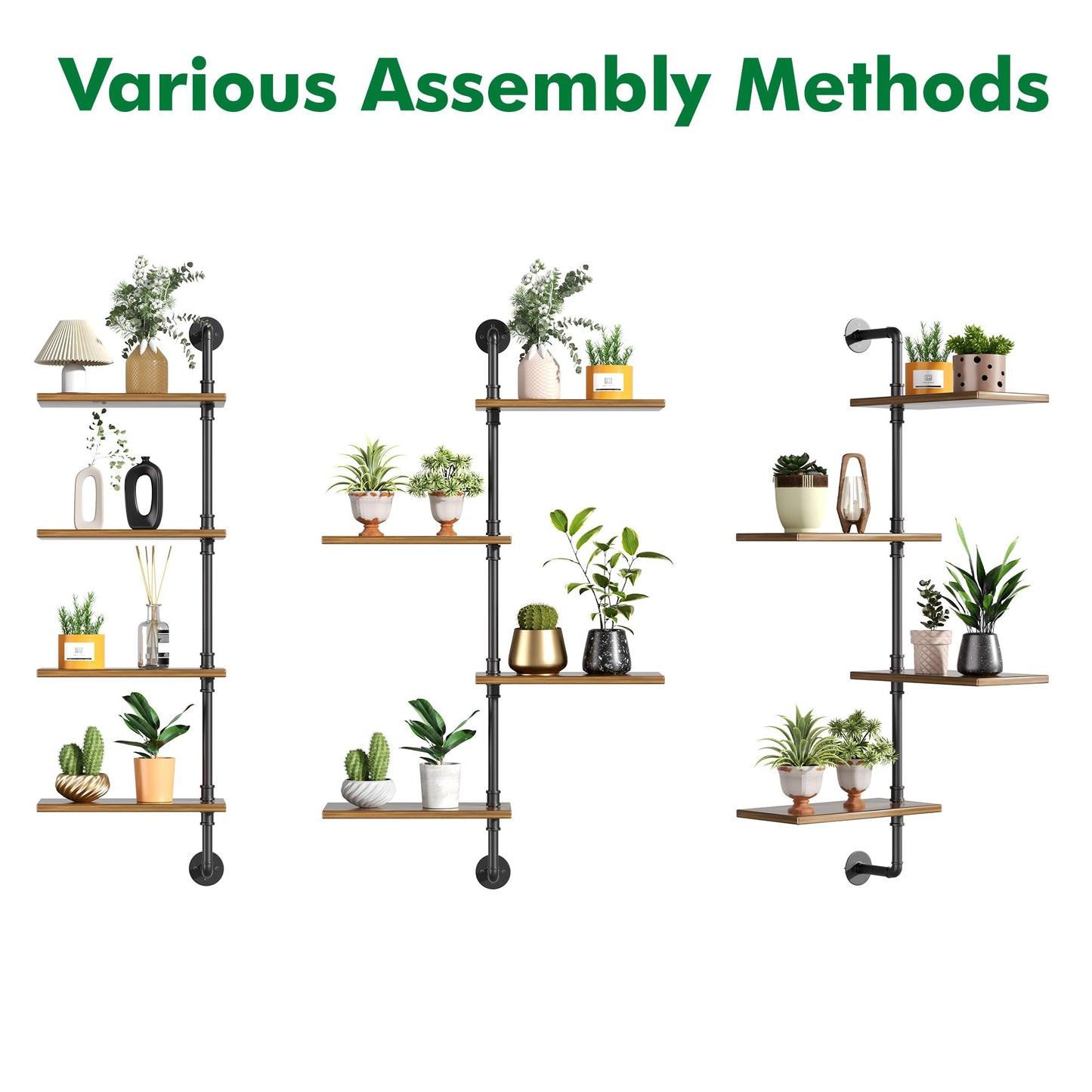 YQSLYSF 4-Tier Wooden Metal Corner Plant Stand - Floating Plant Shelf for Indoor Garden Decor (Pot up to 8")