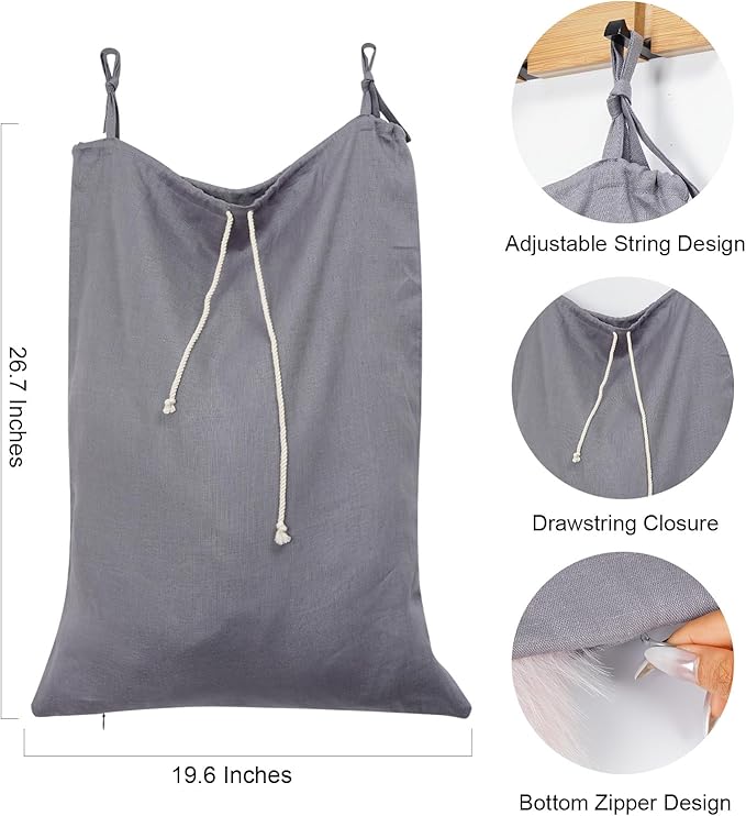 Linen Hanging Laundry Bag, Over The Door Laundry Hamper