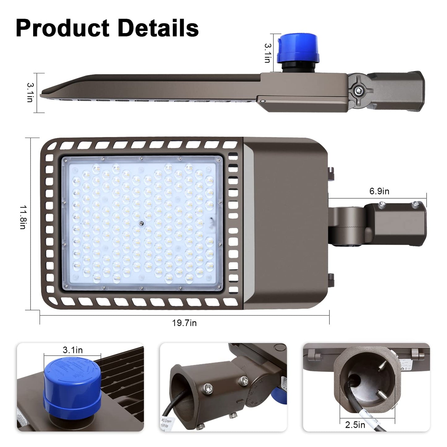 BIRITALO 300W Parking Lot Light, 36000LM 5000K Dusk to Dawn LED Shoebox Light IP65 Waterproof 100-277V Commercial Outdoor Security Flood Light for Stadium, Warehouse, Street