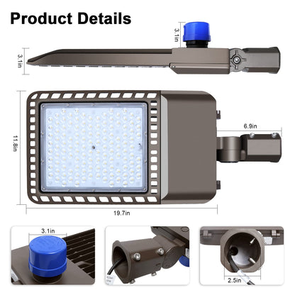 BIRITALO 300W Parking Lot Light, 36000LM 5000K Dusk to Dawn LED Shoebox Light IP65 Waterproof 100-277V Commercial Outdoor Security Flood Light for Stadium, Warehouse, Street