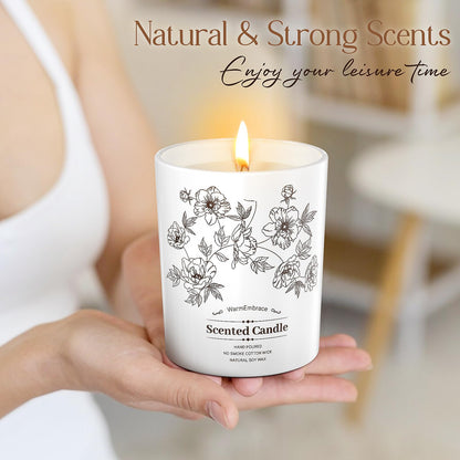 Deluxe Scented Candle for Women & Men, Vanilla Coconut Soy Wax Candle, 8 Oz Jar Candle for Home, Scented-60 Hours Long Lasting Burning, Suitable Gift for Mom