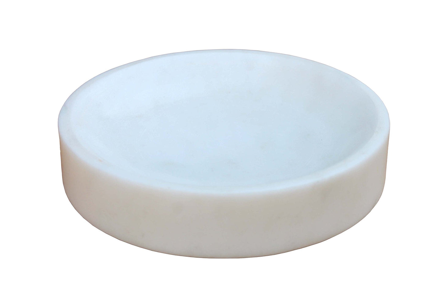 KLEO Soap Dish - Round Design | Natural White Marble Stone | Soap Holder | Soap Tray | Soap Case | Luxury Bath Accessories