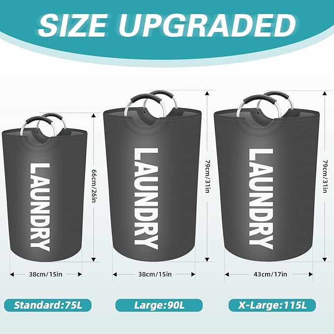 StorageRight 75L Large Laundry Basket, Laundry Hamper, Dirty Clothes Hamper