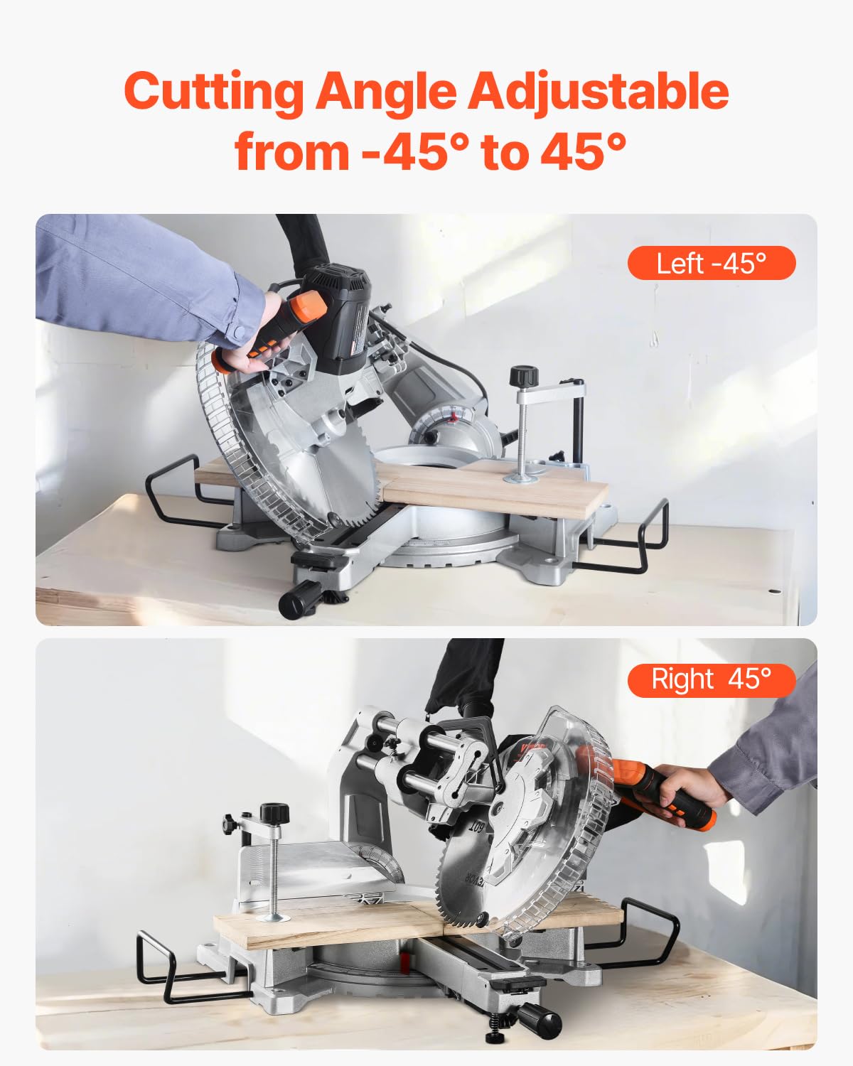 VEVOR Sliding Compound Miter Saw, 12-Inch Blade, 15 Amp Motor, 60-Tooth, Corded Double Bevel Sliding Miter Saw, LED Precision Alignment, Angle Adjustable, for Wood, Composite Decking, Laminates