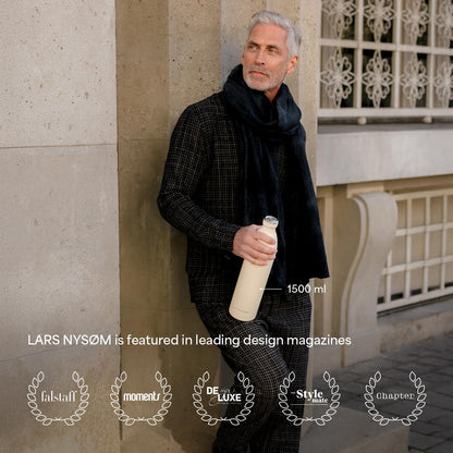 LARS NYSØM Stainless Steel Insulated Water Bottle 12oz 17oz 25oz 34oz 51oz | Insulated Thermo Flask for Hot and Cold Beverages | Leakproof Drinking Bottle (Stainless Steel, 33.9oz)