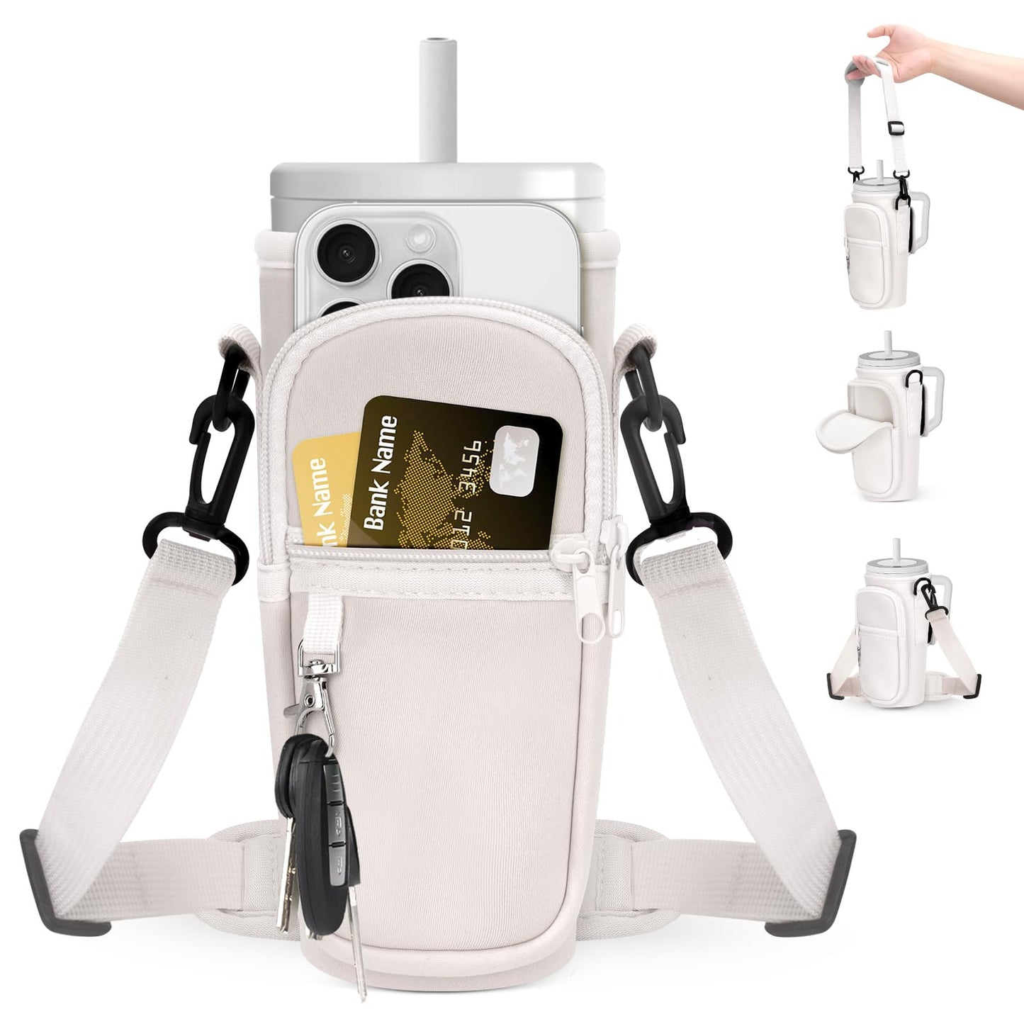 Rolitwils Roliwils Water Bottle Holder with Strap for Brumate Era, Hands-Free Adjustable Carrier Sling Bag for Hiking Camping Gym | Phone Pocket Storage | Tumbler Accessories