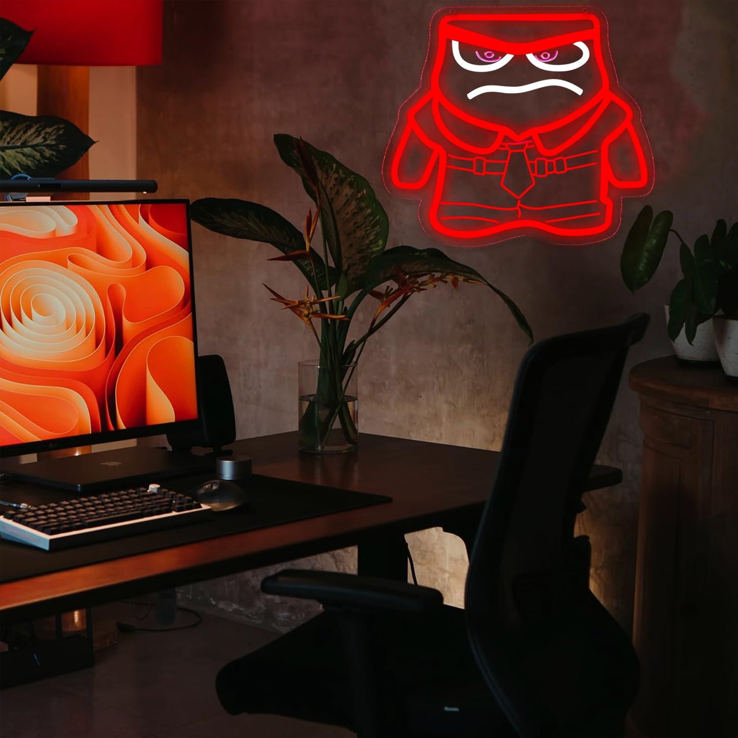 Cartoon Anime Neon Sign for Wall Decor Dimmable Cartoon Anger Neon Light Sign, LED Anger Neon Light for Bedroom Birthday Christmas Party Gifts10.9 * 12.2Inch