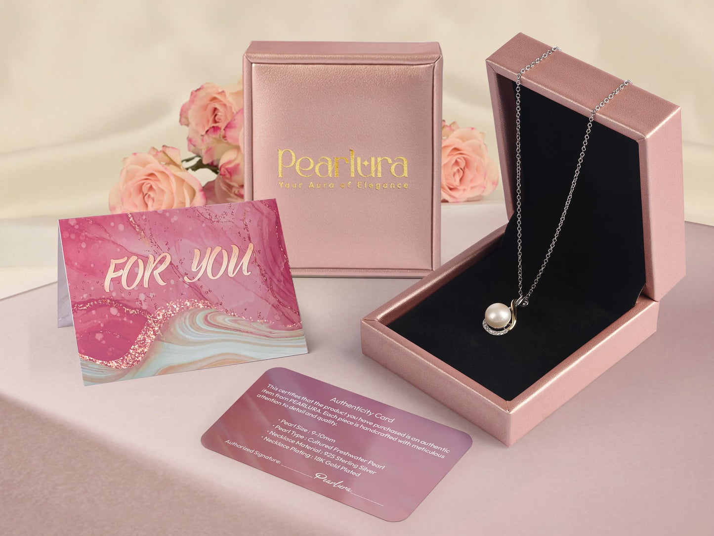 Gifts For Wife Wedding Anniversary - mothers day gifts - AAA+ Real Pearl Necklaces For Women (18k Gold Platting 925 Sterling Silver) mother's day necklace ideas Birthday Freshwater Pearl Necklace
