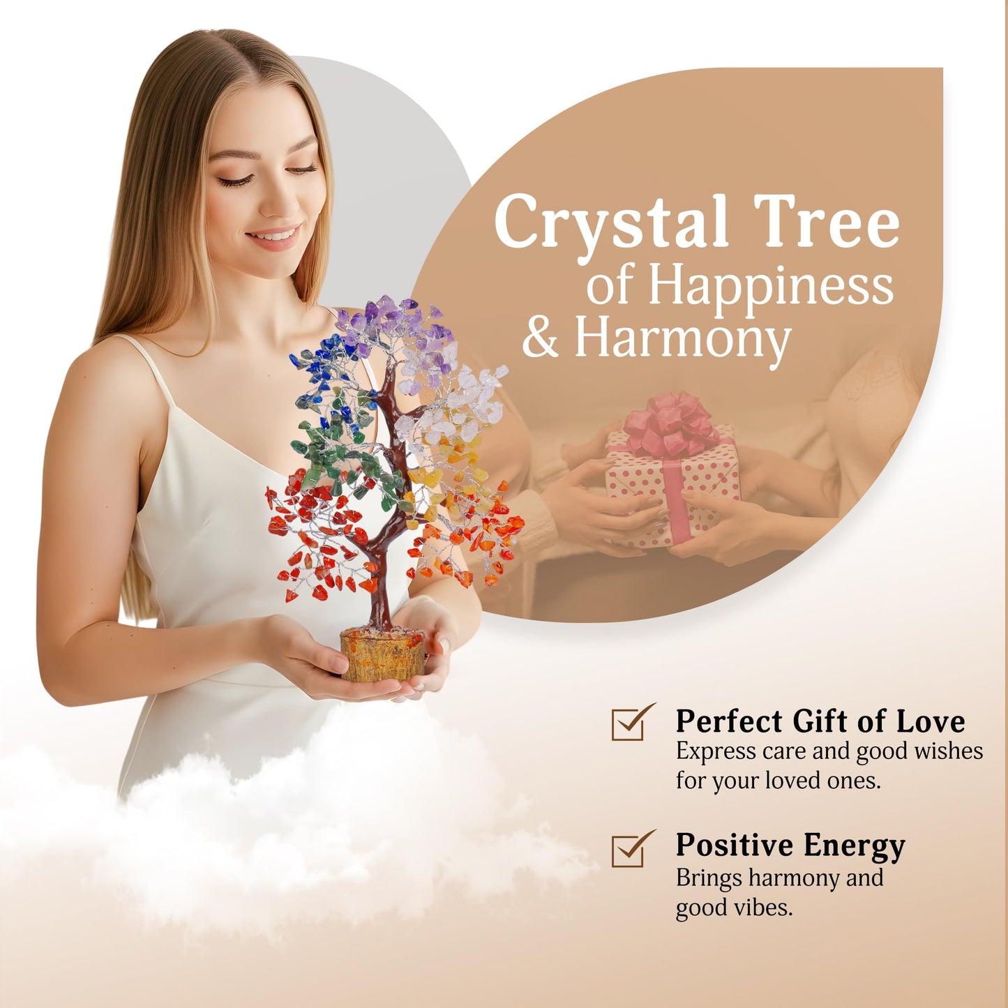 YATSKIA 7 Chakra Tree of Life - Crystal Tree for Positive Energy, Feng Shui Home Decor, Wire Bonsai, Crystal Decor - Spiritual Gift, Meditation