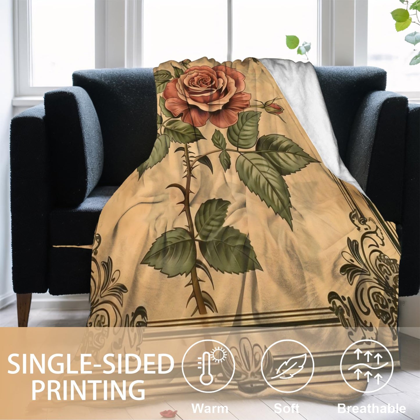 qxfqxf Elegant Pastel Floral Blanket Lightweight Blankets Gifts for Women Flannel Throw with White and Pink Flower Printed for Sofa, Bed, Travel, Picnic, Camping, Office, Decor Throws 60x50 Inch