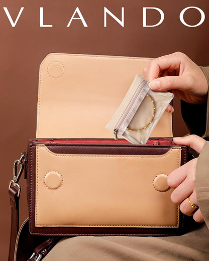 VLANDO Jewelry Travel Case,Travel Jewelry Organizer with Clear Velvet Jewelry Bags Zipper Pouch for Women Girl Gift 12Pcs Bag
