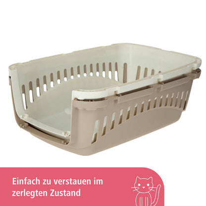 Kerbl Transport Box Expedion with Plastic Door, 45 x 30 x 30 cm, Cream/ Taupe