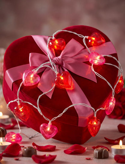 GOOTHY Heart String Lights, 8.5Ft Valentine's Day Decorations String Lights with 10 Pink and Red Heart Lights, Plug in Heart Fairy Lights for Bedroom Home Wedding Indoor Outdoor Valentine's Day Decor