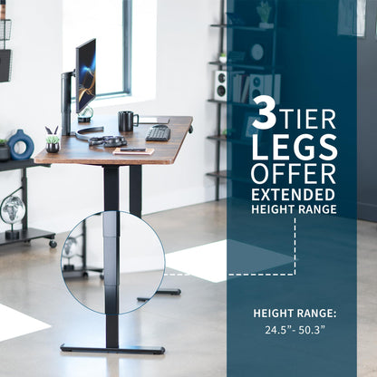 VIVO Electric 71 x 30 in Dual Motor Rustic Sit Stand Desk, Memory Height Adjustment, 2B Series, Vintage Brown Top Black Frame, DESK-KIT-2B7N