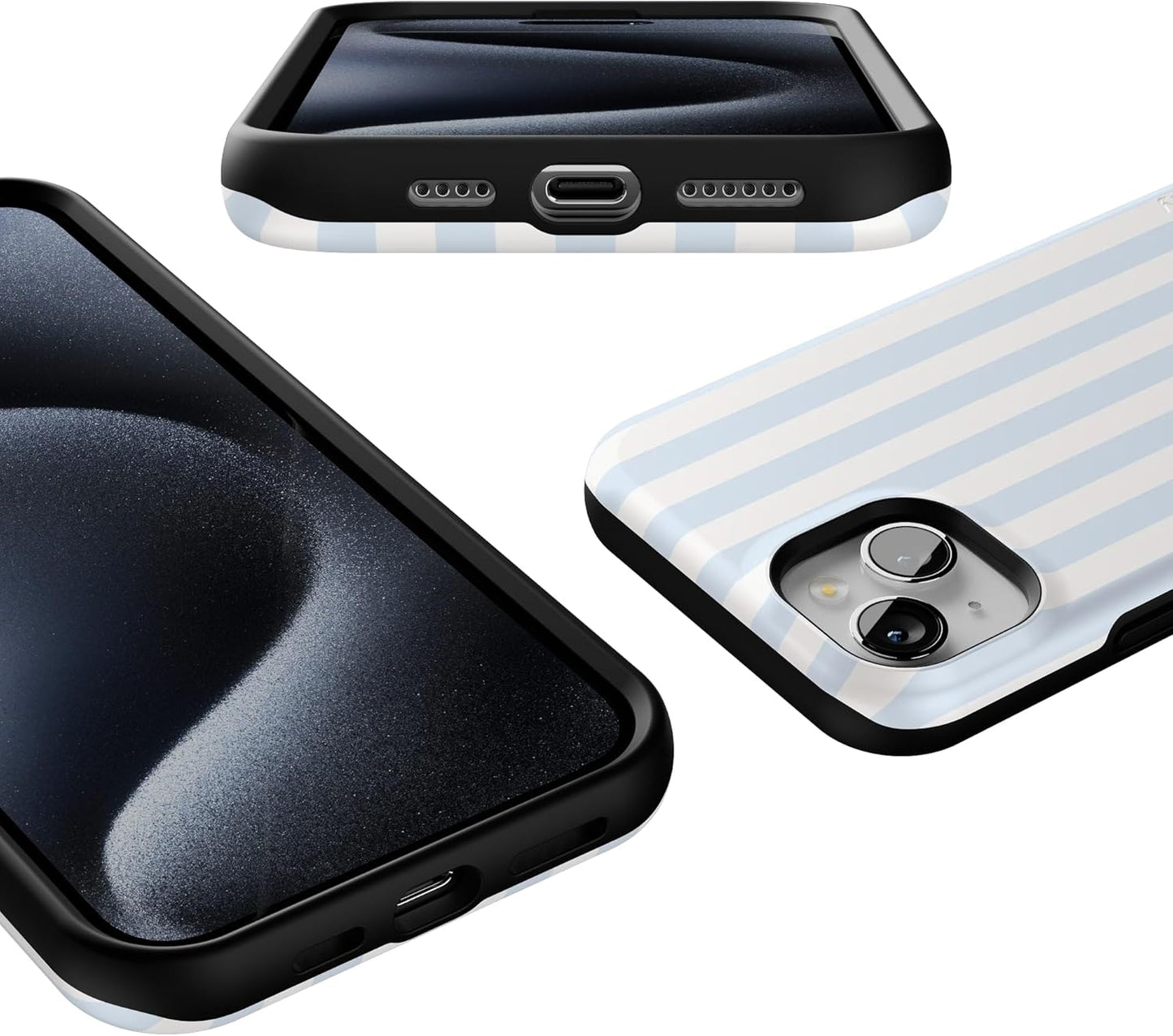 Casely iPhone 15 Case | Blue Stripes | Sunday Best | Compatible with MagSafe | Bold Protective Design