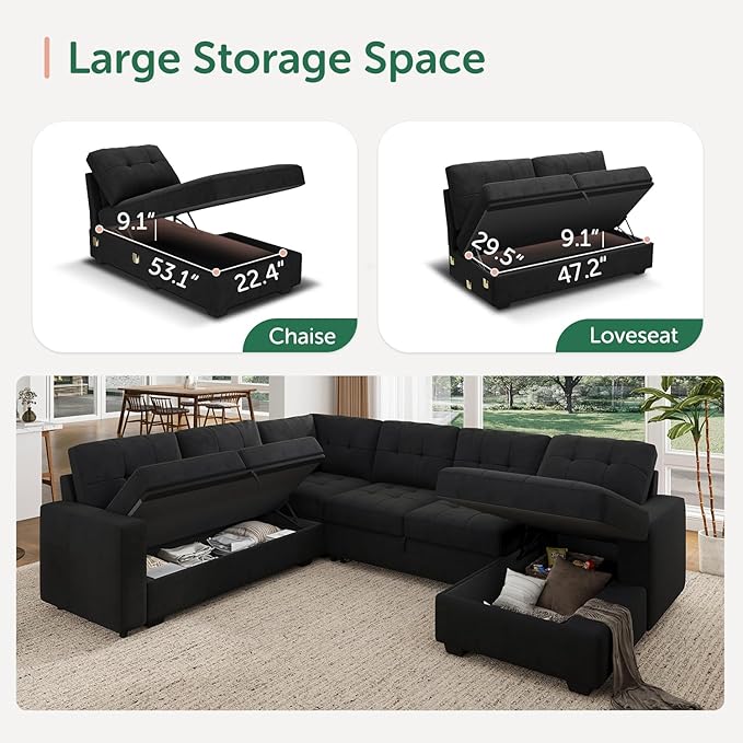 HONBAY Sectional Sleeper Sofa