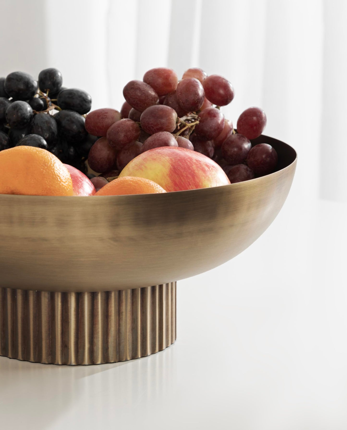 Kate and Laurel Rooks Ribbed Decorative Metal Bowl; 12 Inch Diameter; Brass; Modern Raised Fruit Bowl for Kitchen Counter or Use as a Key Bowl for an Entryway Table