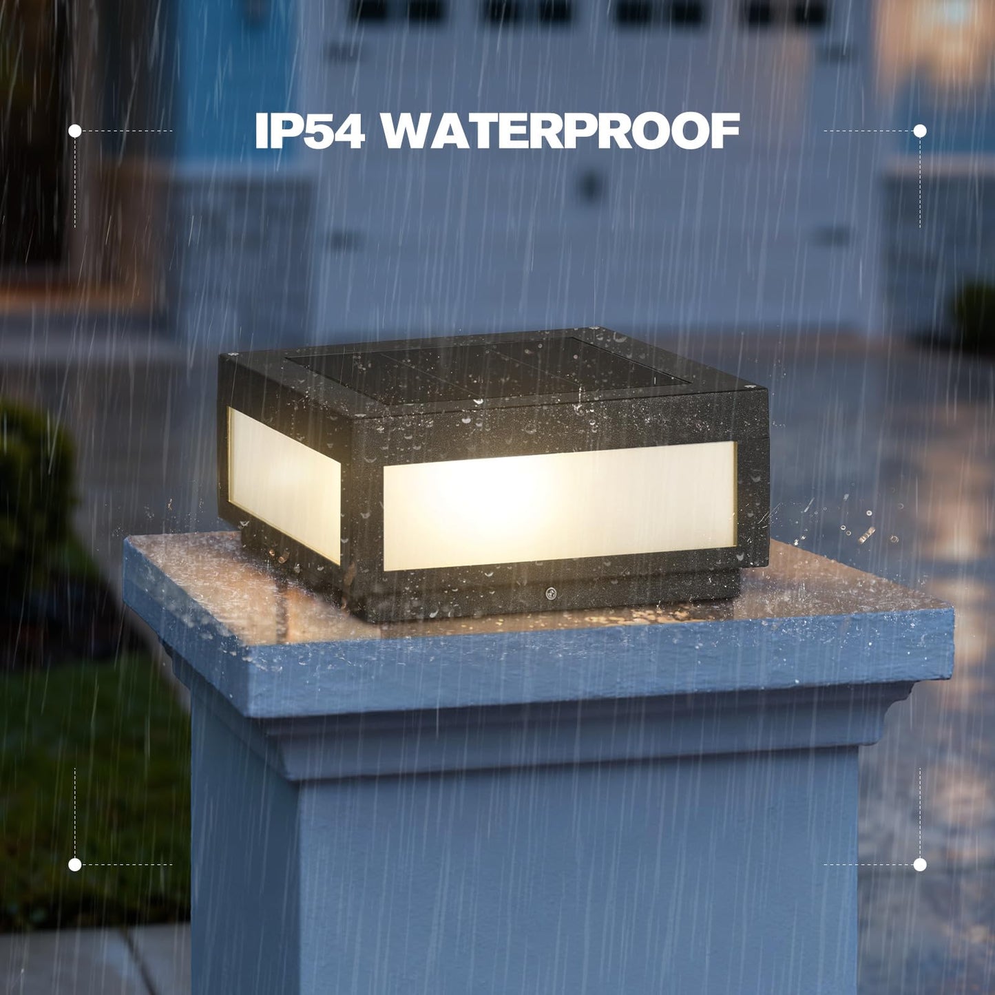 Smplhavn 11.81" Solar Post Lights Glass, 3000K LED Outdoor Lamp Post Light, IP54 Waterproof Solar Pillar Lights Outdoor, Dusk to Dawn Column Lighting for Posts Fence Outside Entrance Yard Driveway