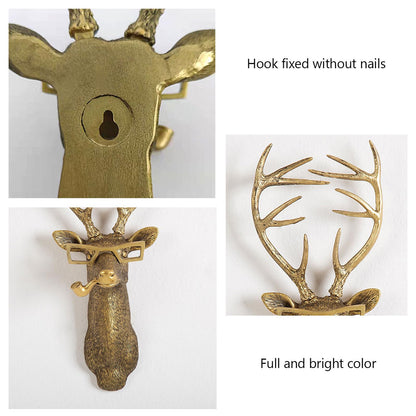 Animal Heads Wall Decor, Faux Deer Head Mount, Animal Sculptures Wall Decor, Resin Animal Head Wall Hanging Decoration for Living Room Bedroom Kitchen Gift,Deer