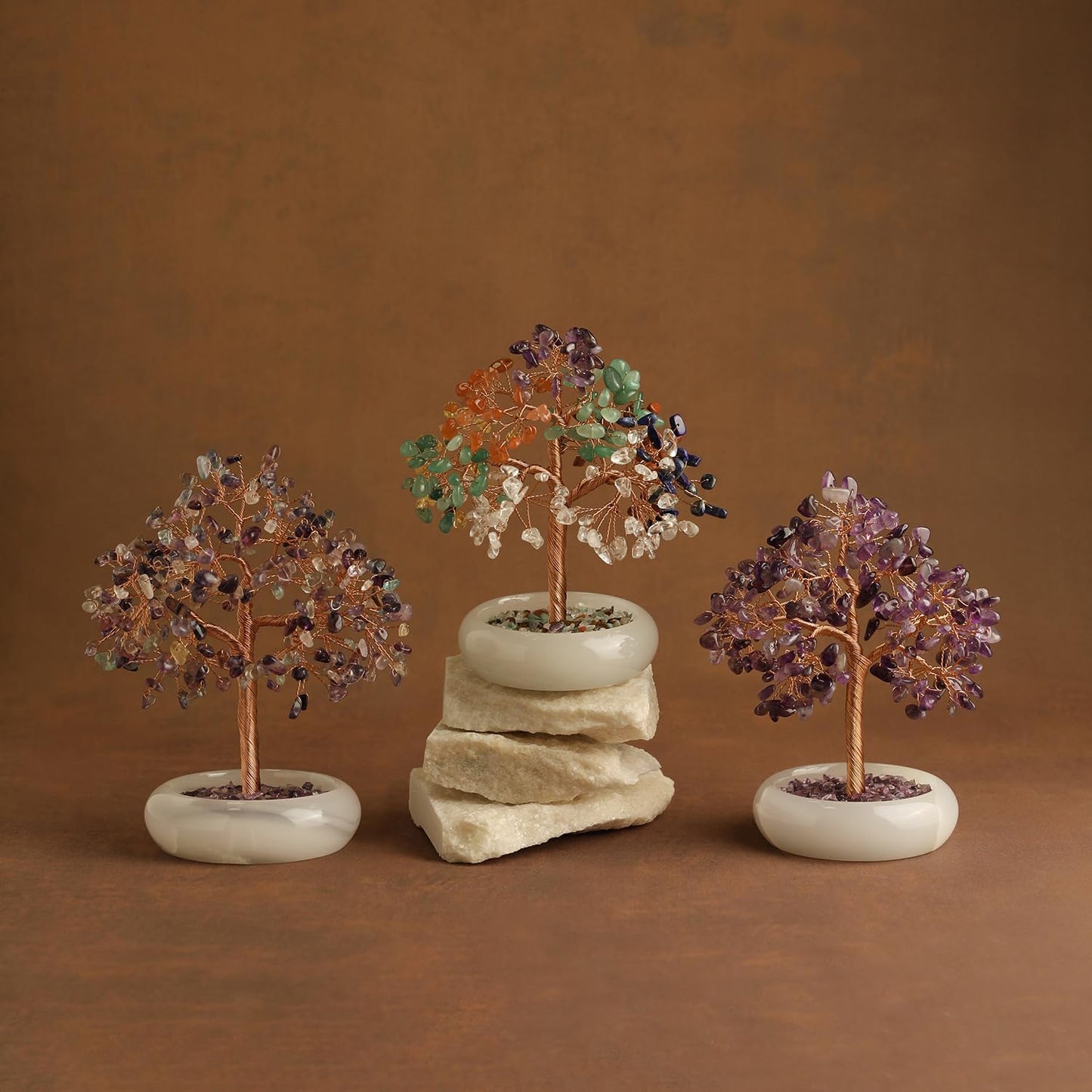 MAGIC AND MIRACLES Amethyst Crystal Tree of Life Chakra Healing, Bonsai Tree, Gemstone Tree, Home and Office Desk Decor for Positive Energy, Birthday Wedding Gifts