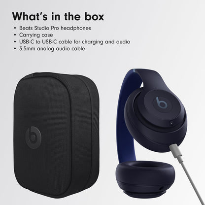 Beats Studio Pro - Premium Wireless Over-Ear Headphones- Up to 40-Hour Battery Life, Active Noise Cancelling, USB-C Lossless Audio, Apple & Android Compatible - Navy