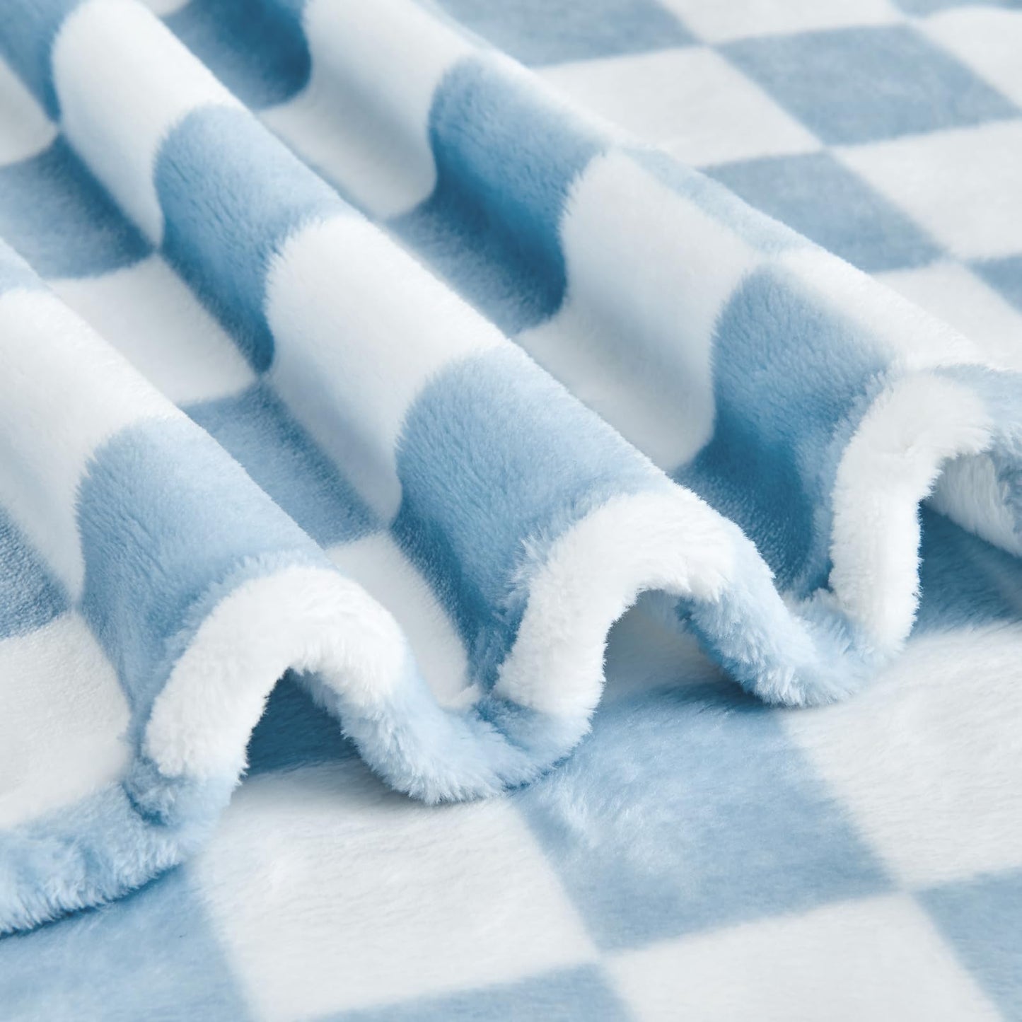 Edenleaf Checkered Blanket Flannel Throw Blankets Soft Cozy Checkered Grid Print Chessboard Gingham Pattern Throws for Bed Sofa Couch for All Seasons, 50x60 Inch, Blue