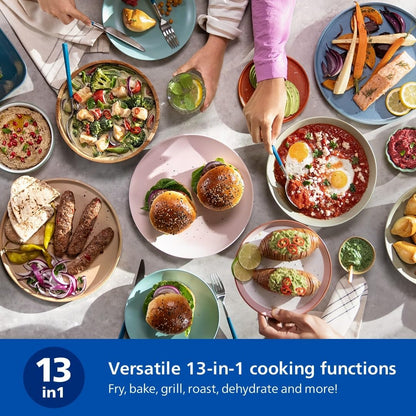 Philips Air Fryer 2000 Series 6.2L - 1700W Power, Cooking window, RapidAir technology, Digital touchscreen, 13 cooking options, Up to 90% less fat, Black (NA230/00)