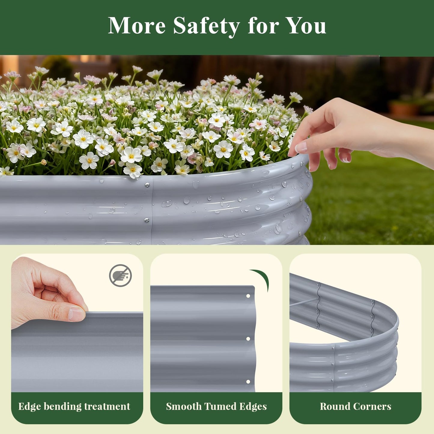 12x2x1 ft Raised Garden Bed, 12" Tall Galvanized Metal Raised Beds for Gardening Kit, Large Above Ground Planters Boxes for Outdoor Plants Vegetables, Flowers, Herbs, Fruits, Rust Resistant, Grey