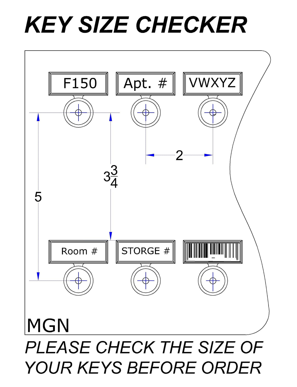 Stand Company Key Rack, Key Holder # 55MWN, Extra Space 55 Bolted Metal Hooks with Customize Nameplate, (60 Sets of Tag & Ring Included) - Made in USA