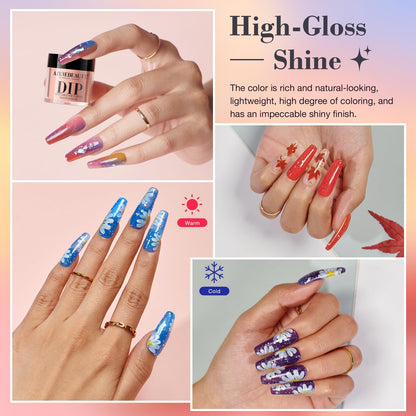 AZUREBEAUTY Dip Powder Nail Kit Starter, All Season Skin Tone Nude Brown 4 Colors Acrylic Dip Powder Liquid Set with Base/Top Coat Activator for French Nail Art Manicure DIY Salon Gifts