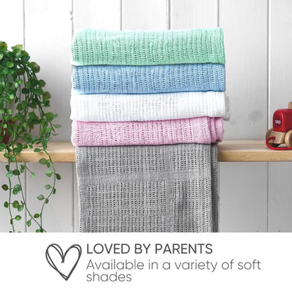 Bloomsbury Mill - Cellular Blankets Baby - Soft 100% Organic Cotton Baby Blanket - Pack of 2 - Essentials For Newborn - Ideal for Cot Bed, Travel, Car Seat, Pram, Moses Basket - Cream 75x95cm
