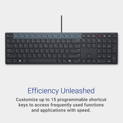 Dell Wireless Keyboard and Mouse - KM3322W, Wireless - 2.4GHz, Optical LED Sensor, Mechanical Scroll, Anti-Fade Plunger Keys, 6 Multimedia Keys, Tilt Leg - Black