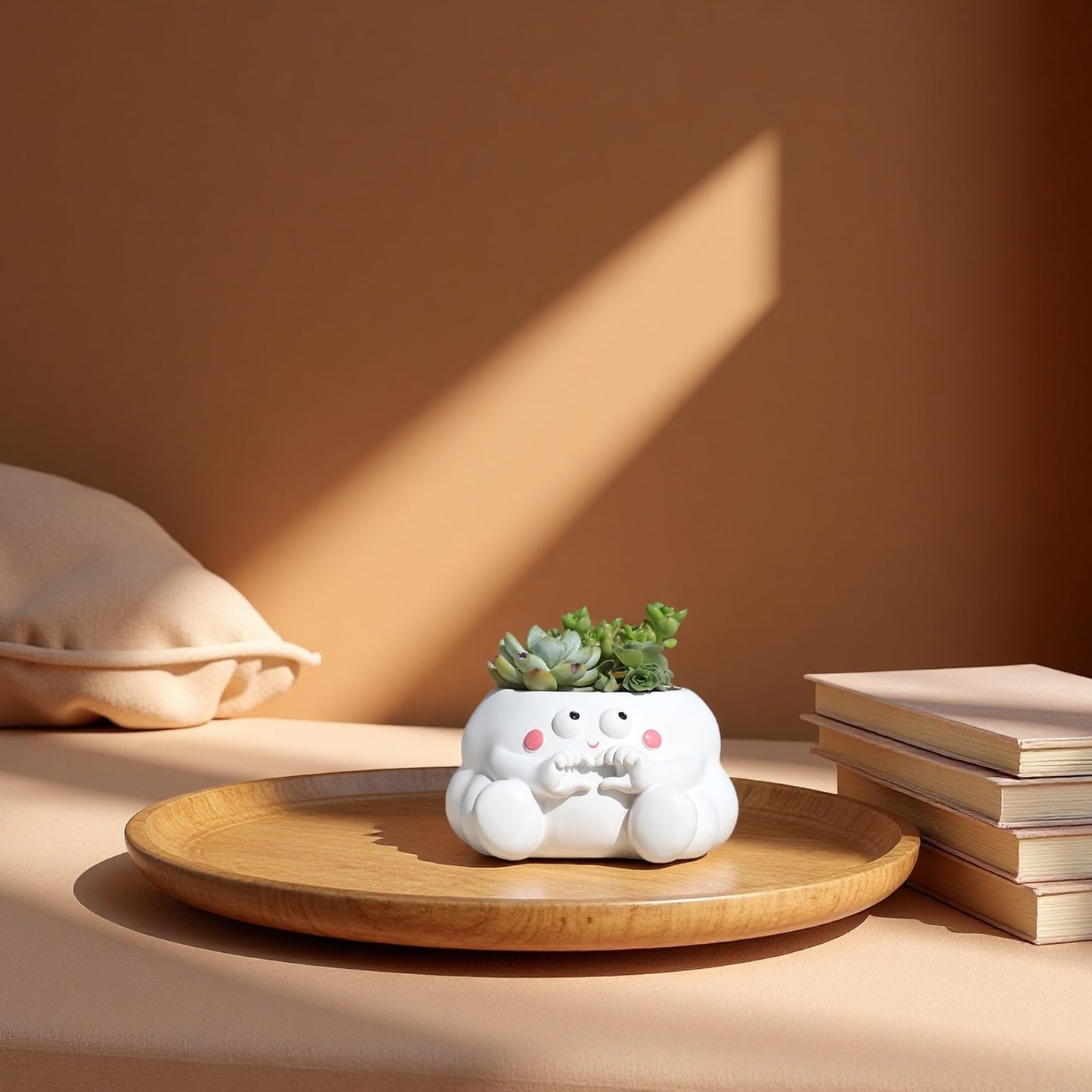 HDKXBEJ Cloud-Shaped Small Succulent Planters, 3.4''Dog Cute Plant Pots with Drainage Holes Funny Resin Flower Pots for Indoor Outdoor Home Office Gifts (C)