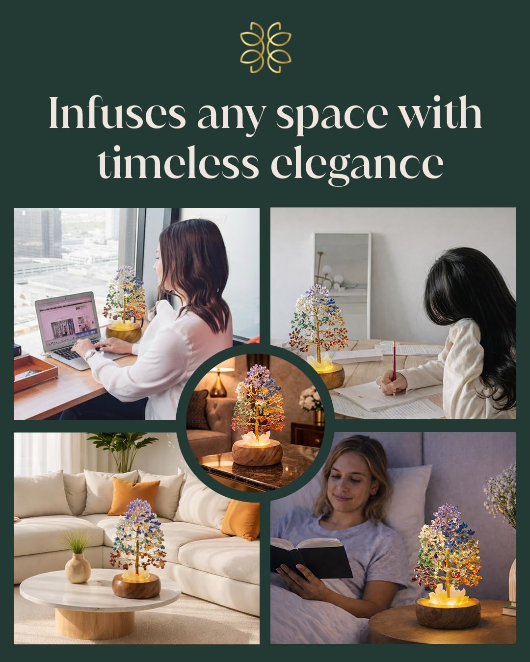Amethyst Crystal Tree of Life with LED Light, Handcrafted Gemstone Bonsai on Quartz Base & Acacia Wood Stand – Spiritual Home & Office Décor, Feng Shui, Gift for Women