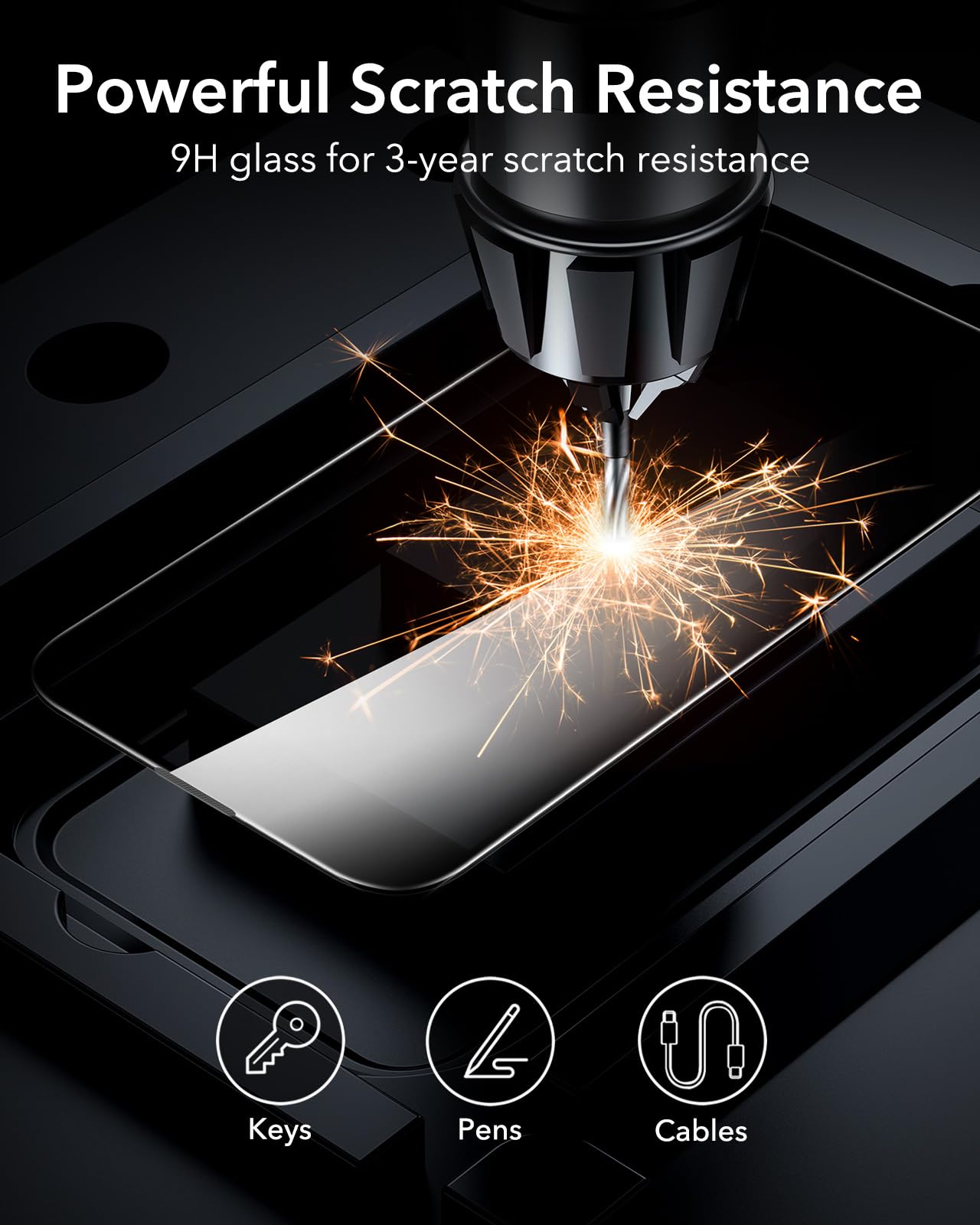 ESR 3 Pack for iPhone 16 Pro Max Screen Protector, [9H Hardness] [Military Grade Shatterproof] Tempered Glass Film with Flawless Fit Tray, HD Clear, Scratch Resistant