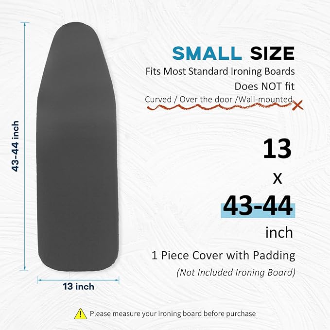 43x13 Small Ironing Board Cover and Pad, Iron Board Replacement Cover, Thick