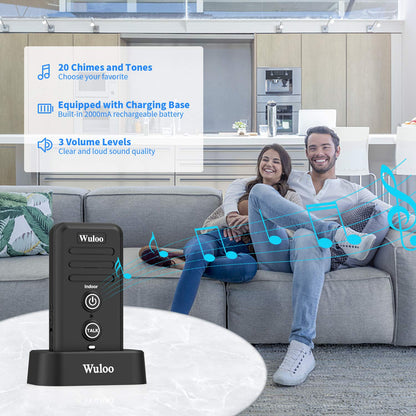 Wuloo Wireless Intercom Doorbell Chime for Home Intercomunicador (1&1-White)