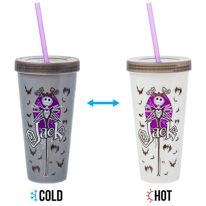 Silver Buffalo Disney Nightmare Before Christmas Character Grid 4 Pack Color Change Plastic Tumbler, 24 Ounces