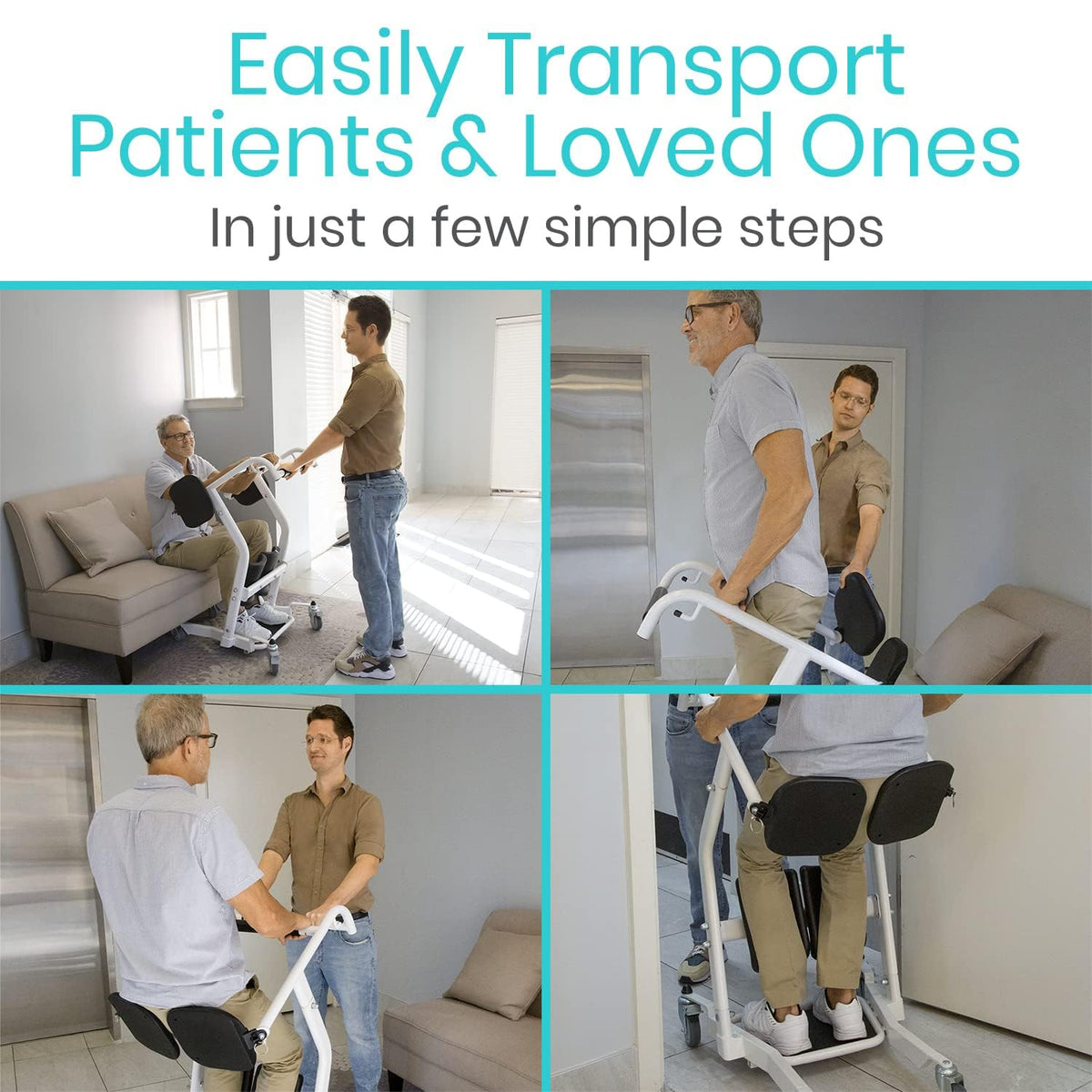 Vive Mobility Sit to Stand Patient Lift for Handicapped - Stand Assist Lift Aid for Home Care Use - Elderly Lift Assist Transfer Device - Transport Chair Stand Assist for Seniors, Adults & Disabled