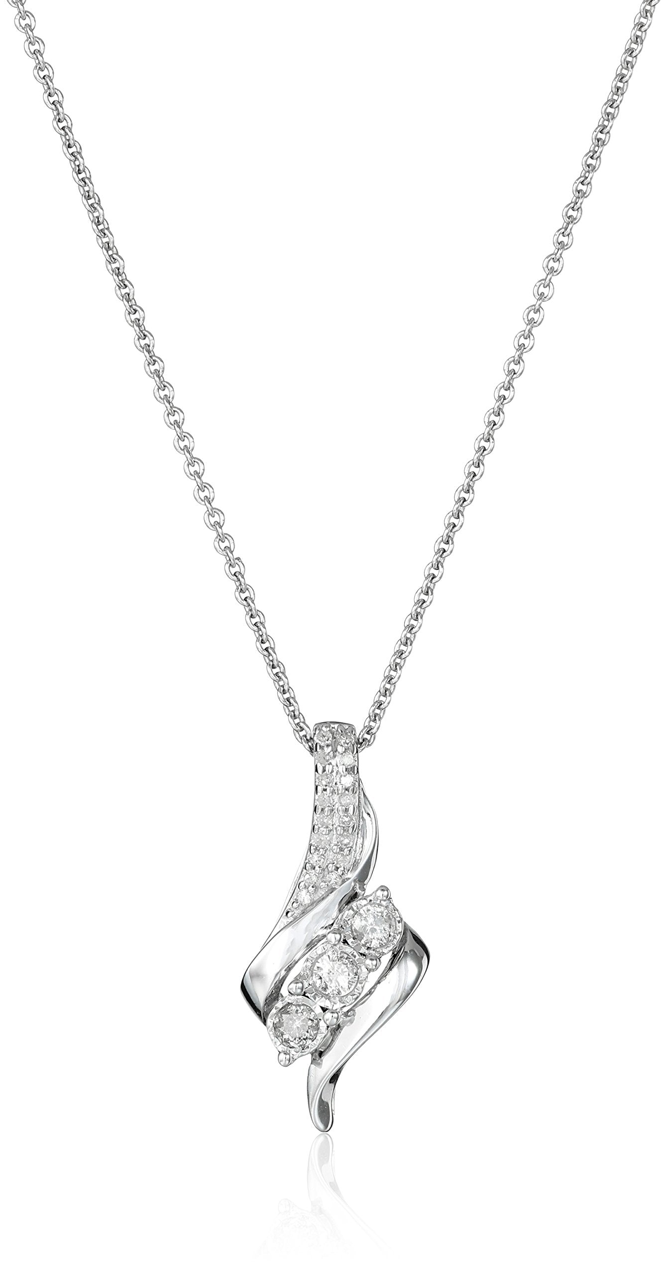 Amazon Essentials Diamond 3 Stone (1/4 cttw)18" Pendant Necklace (previously Amazon Collection)