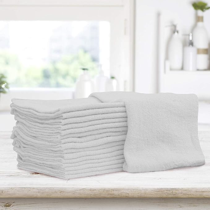 Shop Towels – Pack of 50 Reusable Cleaning Rags – Durable Quality Cotton – 13"