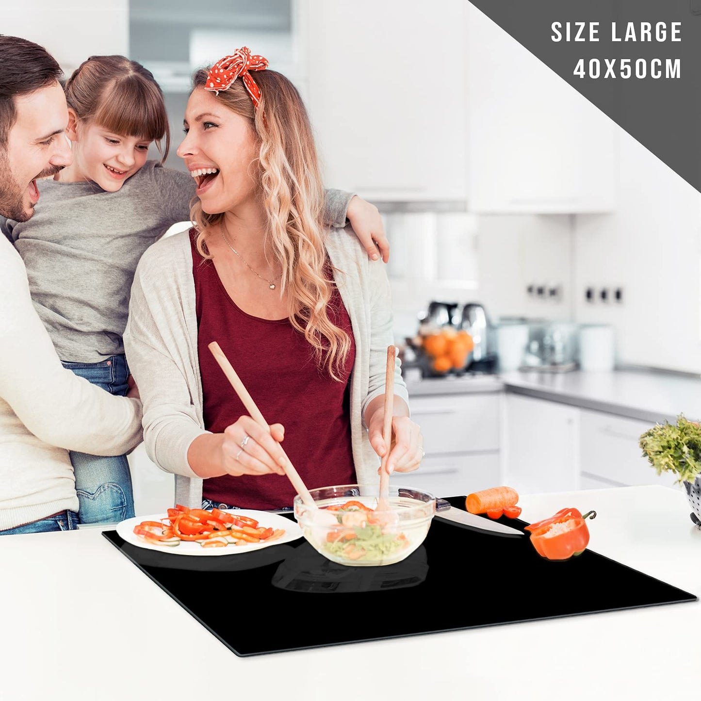 Black Chopping Board | Glass Worktop Saver 40 x30cm