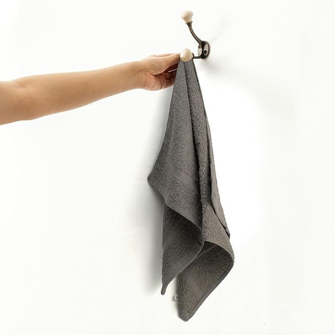 Basic Hand Towels 16x26 Inches – Pack of 12 – Grey Color – Soft and Absorbent