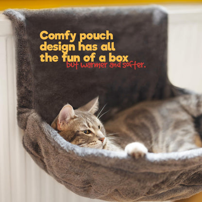 Petlicity Deluxe Radiator Cat Bed, Round Cosy and warm fleece beds Basket Cradle Hammock, Solid & Durable Iron Frame handling heavier Animals, Perfect for Cats, Kittens, Puppy Dog (GREY)