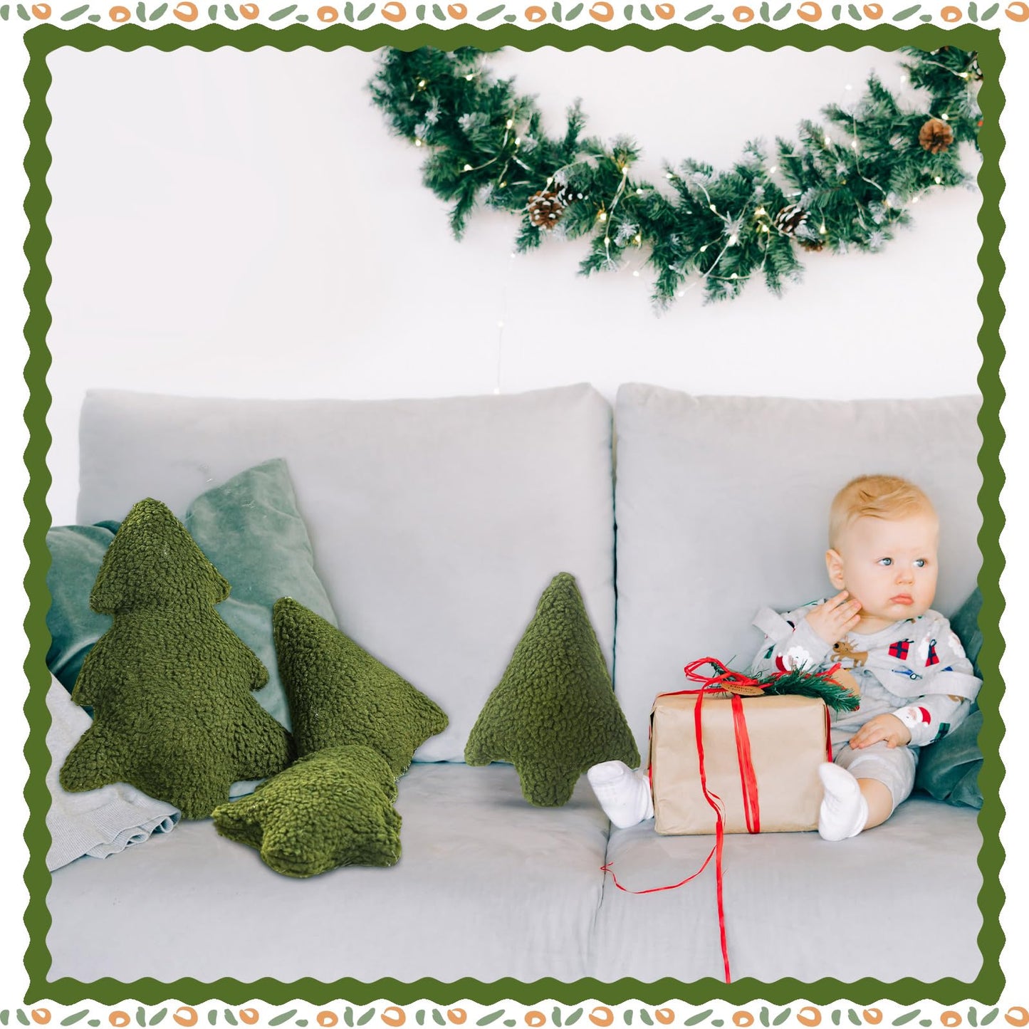 Shappy 3 Pcs Christmas Tree Throw Pillows Xmas Tree Shaped Plush Pillow Stuffed Christmas Decor for Party Home Sofa Cushion Bed Decorations