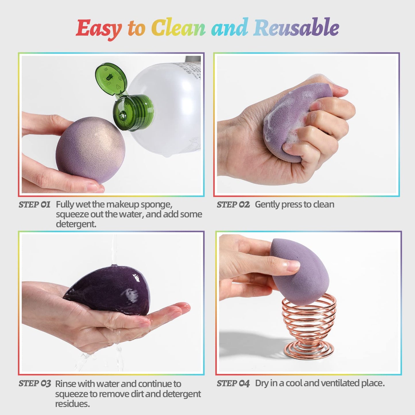 Makeup Sponge Set BS-MALL with Storage Case 7 Pcs for Liquid, Cream, and Powder,SAVE Foundation with 1 Mini Makeup Sponge For Travel Daily Use (A-Pink）