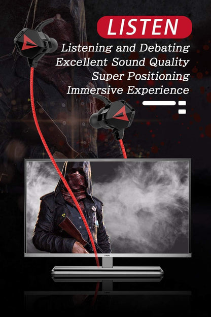 KASOTT Battle Buds Pro in-Ear Gaming Headset with Dual Microphone, Mute and Volume Control, Wired Earphones for Mobile Gaming, Nintendo Switch, Xbox One, PS, PC (New-Black)