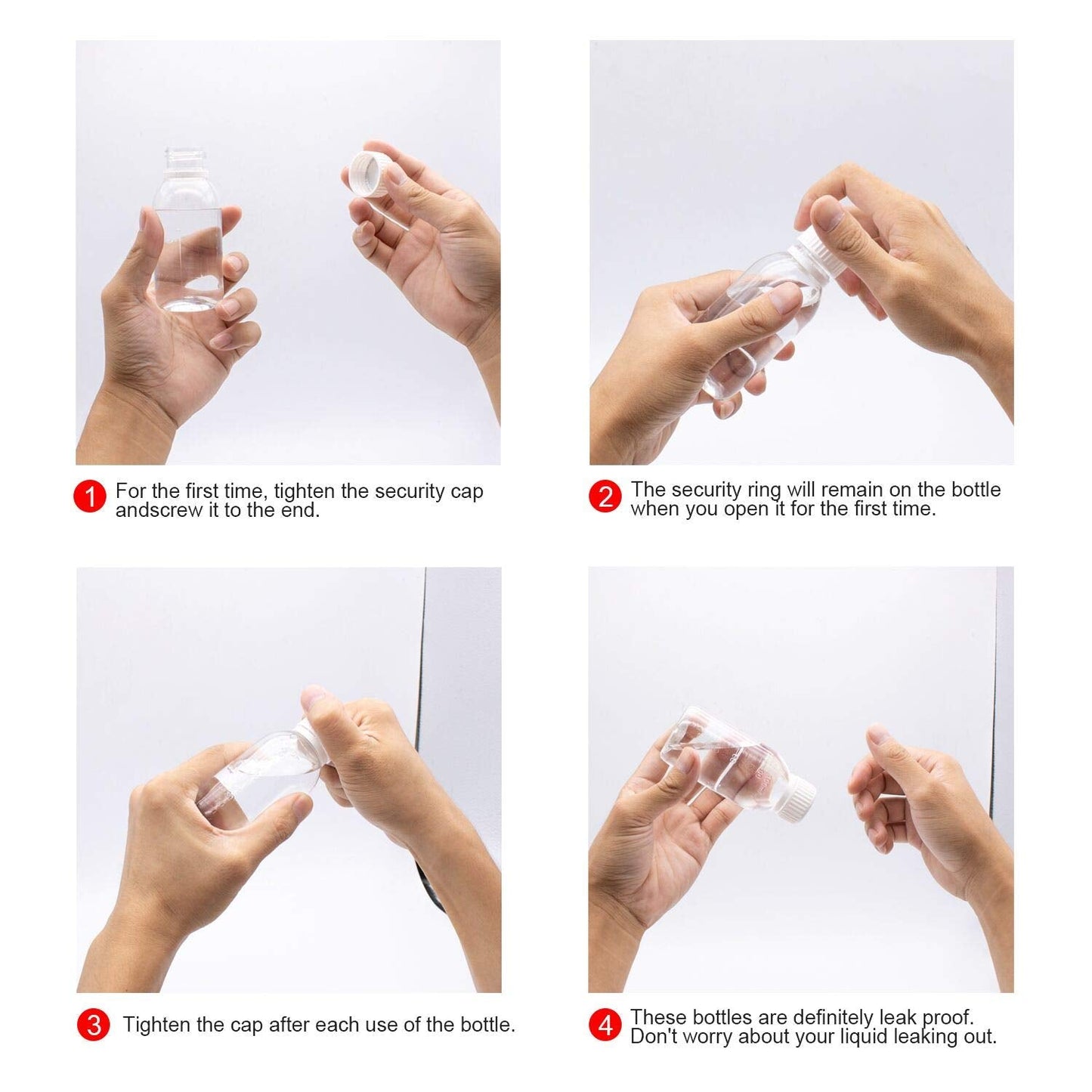 TRENDBOX Pack of 10-100ml Clear Empty PET Mini Storage 100ml/100g/100cc Bottles Hard Plastic Durable Turn Screw Cover Cap Round Filling Liquid Rhinestones Water Container