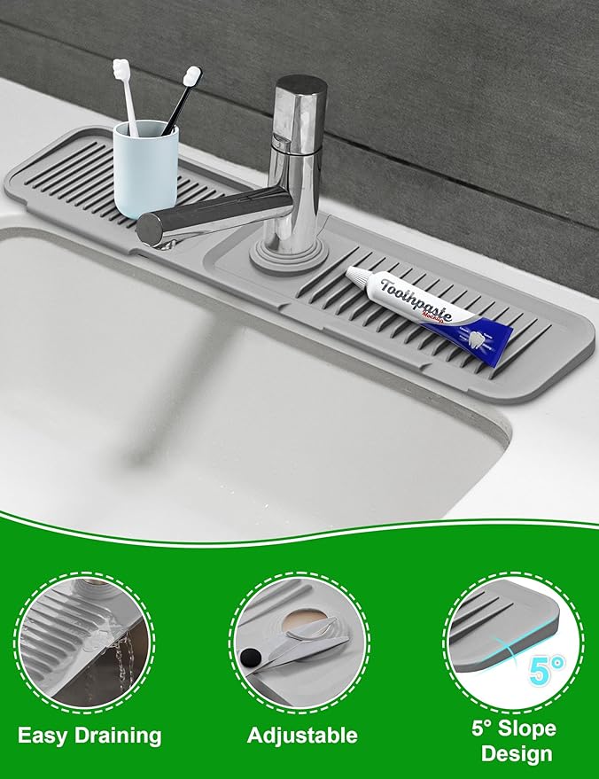 Kitchen Sink Splash Guard, 5°Slope Draining Mat
